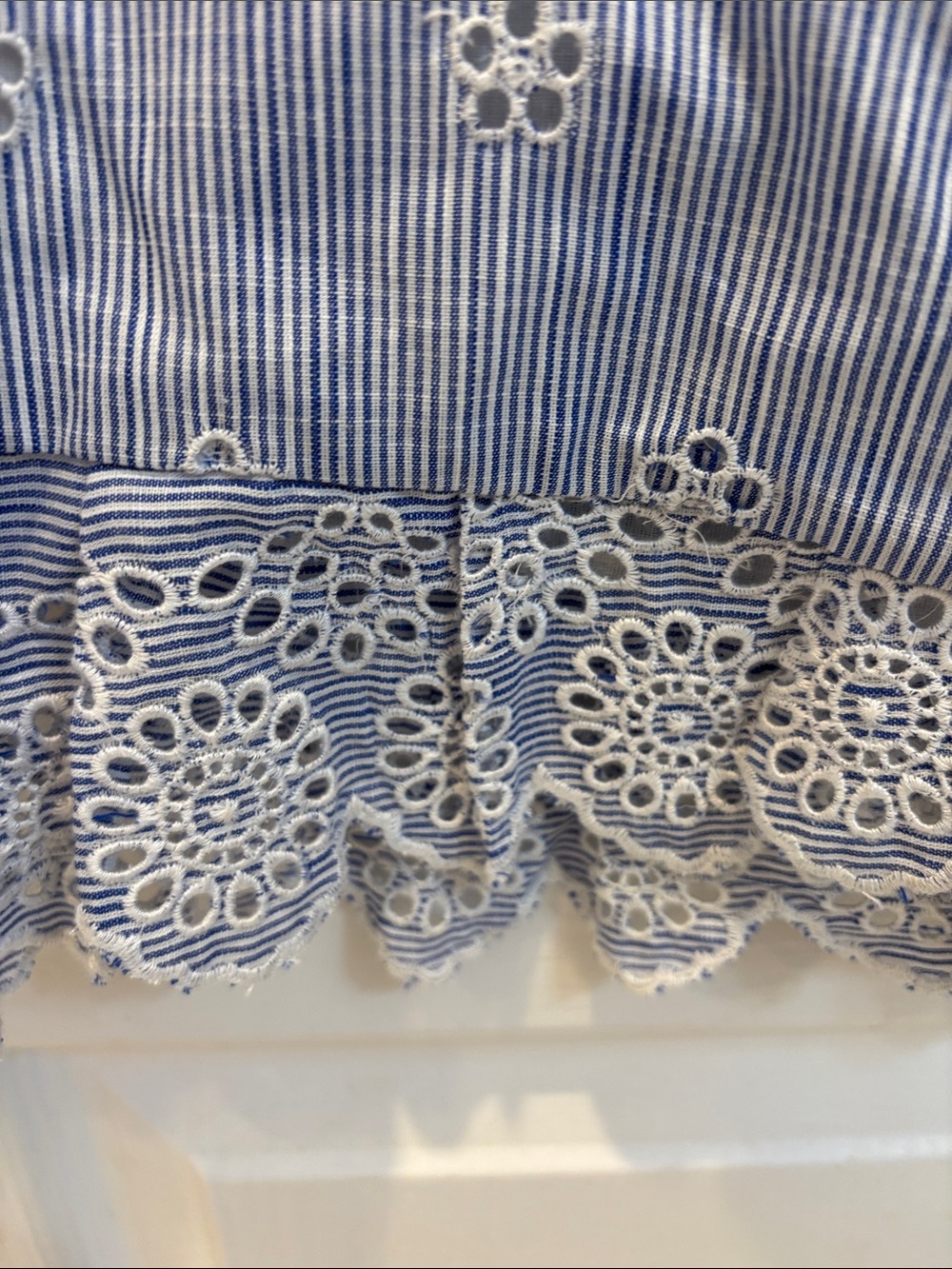 NWT Romeo & Juliet Couture Blue Striped Eyelet Wide-Leg Pants - Picture 4 of 7